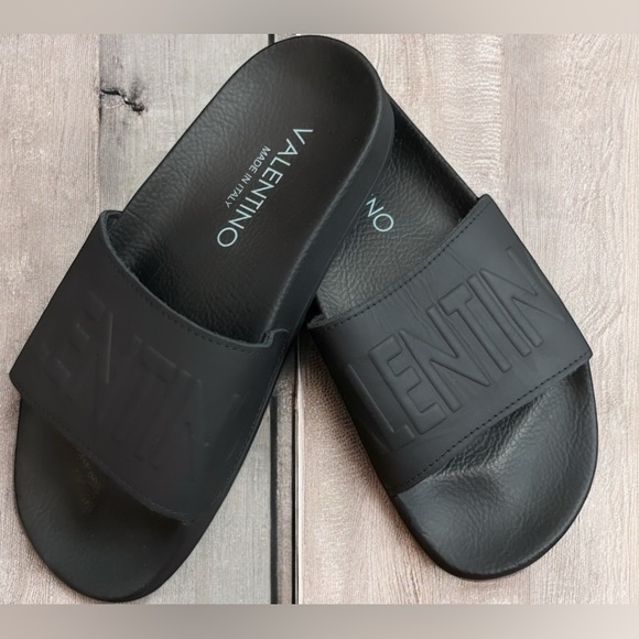 VALENTINO BY MARIO VALENTINO Leather Logo Slide Sandals Size 37 - Picture 6 of 10